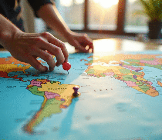 Les capitales en E : une exploration géographique passionnante Carte du monde avec des épingles colorées pour marquer des villes E