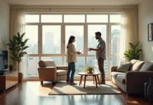 Proprietaire et locataire dans un appartement lumineux