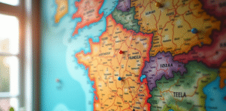 Carte détaillée de la France avec repères colorés