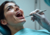 Dentiste examinant les dents du patient dans un cabinet moderne