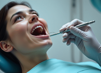 Dentiste examinant les dents du patient dans un cabinet moderne