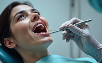 Dentiste examinant les dents du patient dans un cabinet moderne