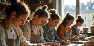 Atelier poterie à Paris : nos bons plans pour apprendre Groupe d'adultes façonnant de la poterie dans un atelier parisien
