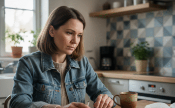 La cigarette électronique : un outil pour arrêter de fumer ? Femme en denim et neutre contemplant une cigarette électronique