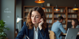 Meilleur ingénieur IA : Qui occupe la première place ? Femme confiante au bureau tech moderne en blazer navy