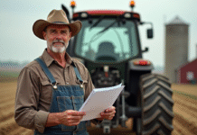 Comment choisir la meilleure assurance multirisques agricole pour votre exploitation ? Ferme avec fermier et tracteur pour assurance agricole