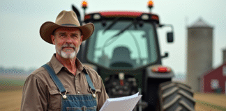 Comment choisir la meilleure assurance multirisques agricole pour votre exploitation ? Ferme avec fermier et tracteur pour assurance agricole
