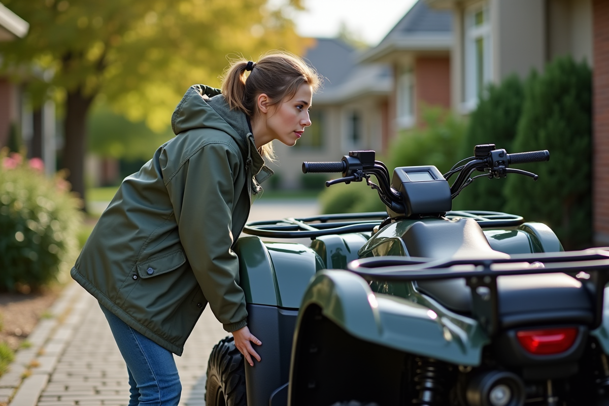 Femme examine un quad d