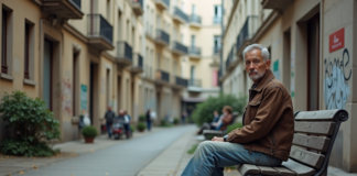 Quartier le moins riche de Paris : analyse et classement complet Homme d'âge moyen assis seul dans une cour parisienne