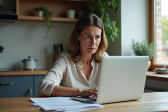 Femme d'affaires concentrée à la maison avec documents