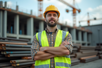 Ouvrier de chantier en sécurité inspectant des équipements