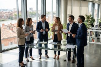 Groupe de professionnels d'affaires à Toulouse en réunion