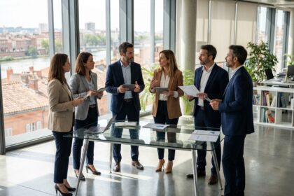 Groupe de professionnels d'affaires à Toulouse en réunion