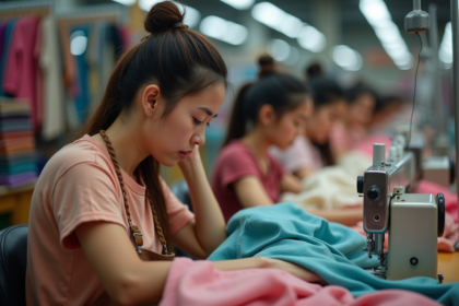 Groupe de femmes couturières travaillant dans une usine textile