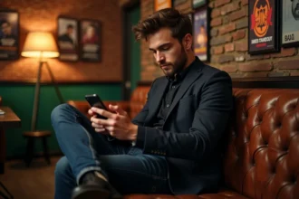 Jeune homme comédien en backstage dans un club de stand-up