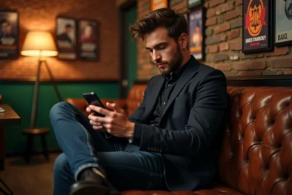 Jeune homme comédien en backstage dans un club de stand-up