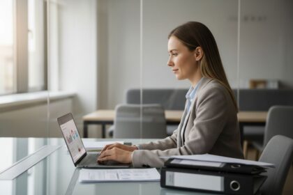 Employé consultant un calendrier de congés au bureau