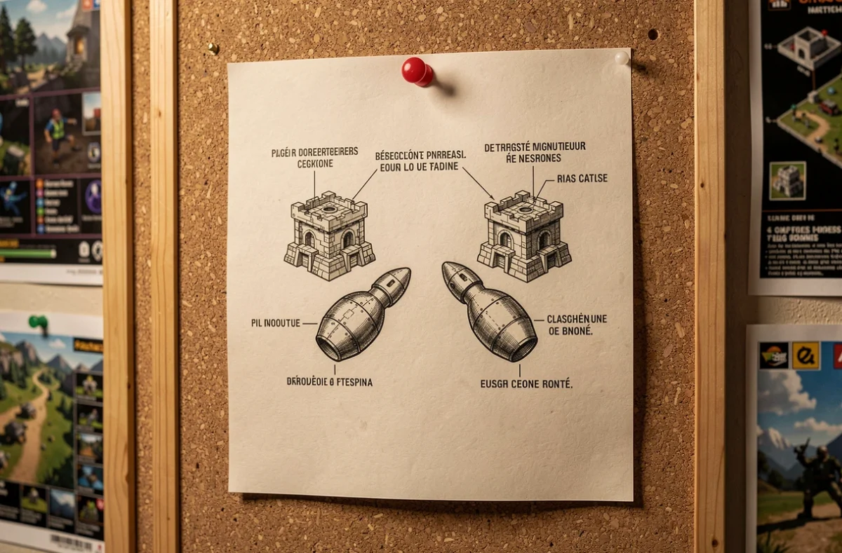 Diagramme imprimé illustrant le placement de Double Giant Bomb entre deux défenses rapprochées sur une base HDV 11